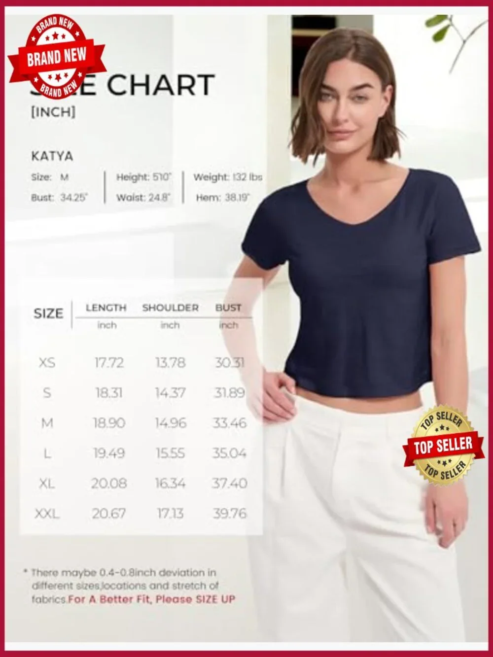 3 Pack V Neck Crop Tops Slub Cotton Short Sleeve Tee Summer Fashion Basic T_6